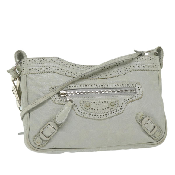 BALENCIAGA The Hip Shoulder Bag Leather Gray 245080 Auth ar11036 - Picture 1 of 16